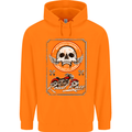Motorcycle Road Race Biker Motorbike Skull Mens 80% Cotton Hoodie Orange