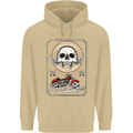 Motorcycle Road Race Biker Motorbike Skull Mens 80% Cotton Hoodie Sand