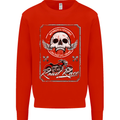 Motorcycle Road Race Biker Motorbike Skull Mens Sweatshirt Jumper Bright Red