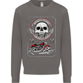 Motorcycle Road Race Biker Motorbike Skull Mens Sweatshirt Jumper Charcoal