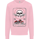 Motorcycle Road Race Biker Motorbike Skull Mens Sweatshirt Jumper Light Pink