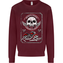 Motorcycle Road Race Biker Motorbike Skull Mens Sweatshirt Jumper Maroon