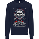 Motorcycle Road Race Biker Motorbike Skull Mens Sweatshirt Jumper Navy Blue