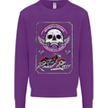 Motorcycle Road Race Biker Motorbike Skull Mens Sweatshirt Jumper Purple