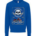 Motorcycle Road Race Biker Motorbike Skull Mens Sweatshirt Jumper Royal Blue