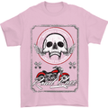 Motorcycle Road Race Biker Motorbike Skull Mens T-Shirt Cotton Gildan Light Pink