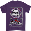 Motorcycle Road Race Biker Motorbike Skull Mens T-Shirt Cotton Gildan Purple