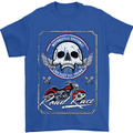 Motorcycle Road Race Biker Motorbike Skull Mens T-Shirt Cotton Gildan Royal Blue