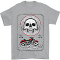 Motorcycle Road Race Biker Motorbike Skull Mens T-Shirt Cotton Gildan Sports Grey
