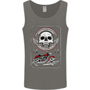 Motorcycle Road Race Biker Motorbike Skull Mens Vest Tank Top Charcoal