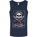 Motorcycle Road Race Biker Motorbike Skull Mens Vest Tank Top Navy Blue