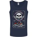 Motorcycle Road Race Biker Motorbike Skull Mens Vest Tank Top Navy Blue
