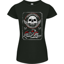 Motorcycle Road Race Biker Motorbike Skull Womens Petite Cut T-Shirt Black
