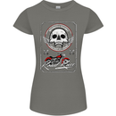 Motorcycle Road Race Biker Motorbike Skull Womens Petite Cut T-Shirt Charcoal