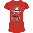 Motorcycle Road Race Biker Motorbike Skull Womens Petite Cut T-Shirt Red