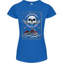 Motorcycle Road Race Biker Motorbike Skull Womens Petite Cut T-Shirt Royal Blue