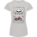 Motorcycle Road Race Biker Motorbike Skull Womens Petite Cut T-Shirt Sports Grey