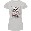 Motorcycle Road Race Biker Motorbike Skull Womens Petite Cut T-Shirt Sports Grey