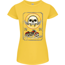 Motorcycle Road Race Biker Motorbike Skull Womens Petite Cut T-Shirt Yellow