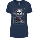 Motorcycle Road Race Biker Motorbike Skull Womens Wider Cut T-Shirt Navy Blue