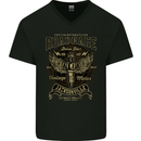 Motorcycle Roadrage Motorbike Biker Mens V-Neck Cotton T-Shirt Black