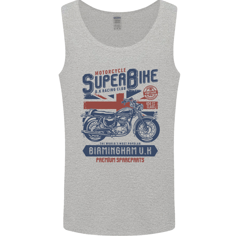 Motorcycle Superbike Birmingham U.K. Biker Mens Vest Tank Top Sports Grey