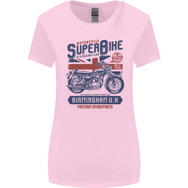 Motorcycle Superbike Birmingham U.K. Biker Womens Wider Cut T-Shirt Light Pink