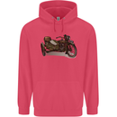 Motorcycle and Sidecar Biker Motorbike Childrens Kids Hoodie Heliconia