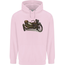 Motorcycle and Sidecar Biker Motorbike Childrens Kids Hoodie Light Pink