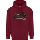 Motorcycle and Sidecar Biker Motorbike Childrens Kids Hoodie Maroon