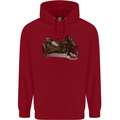 Motorcycle and Sidecar Biker Motorbike Childrens Kids Hoodie Red