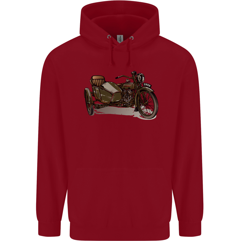 Motorcycle and Sidecar Biker Motorbike Childrens Kids Hoodie Red