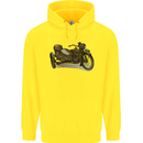Motorcycle and Sidecar Biker Motorbike Childrens Kids Hoodie Yellow