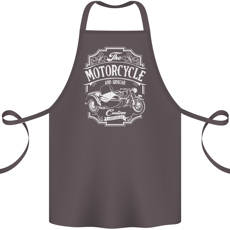 Motorcycle and Sidecar Biker Motorbike Cotton Apron 100% Organic Dark Grey