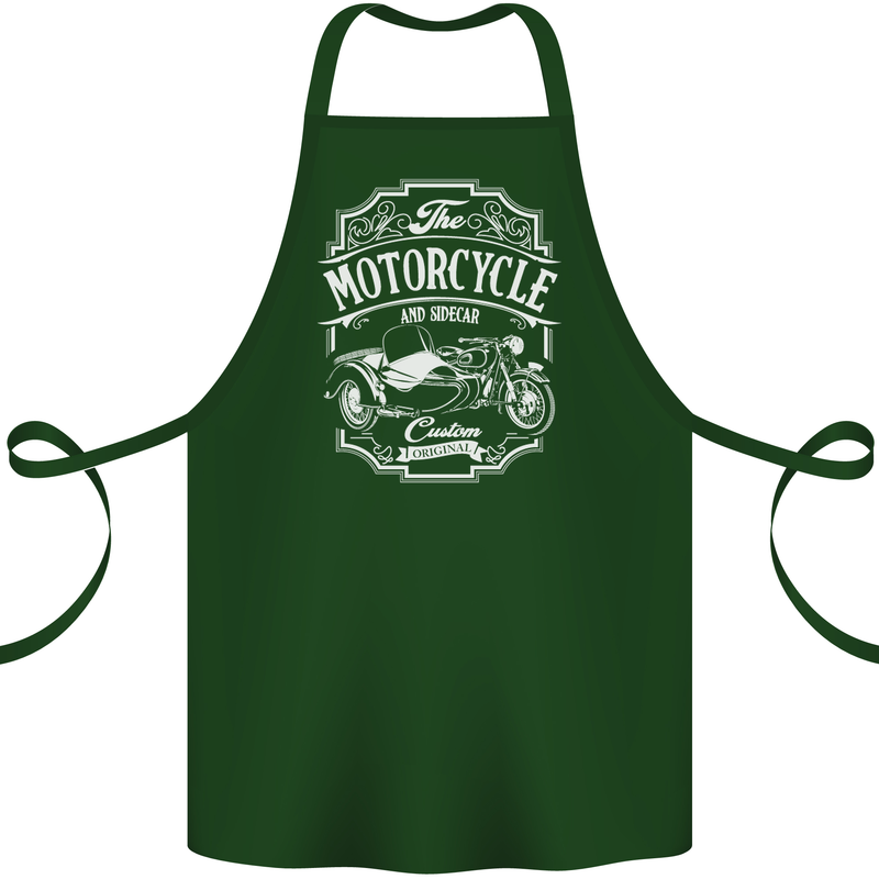 Motorcycle and Sidecar Biker Motorbike Cotton Apron 100% Organic Forest Green
