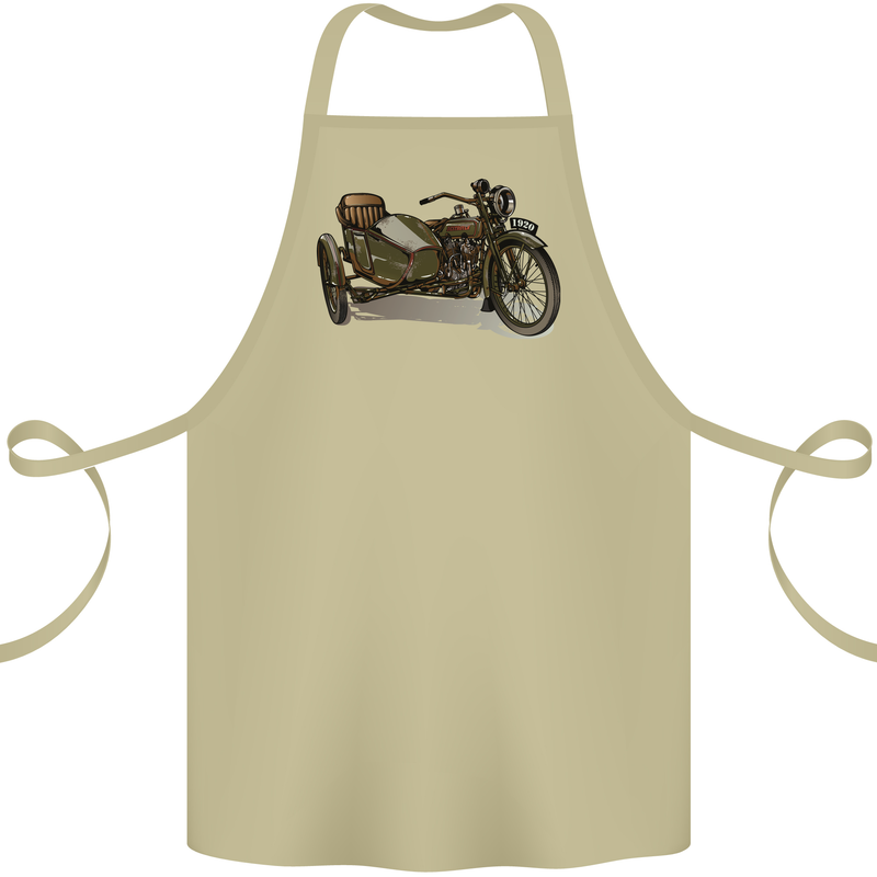 Motorcycle and Sidecar Biker Motorbike Cotton Apron 100% Organic Khaki