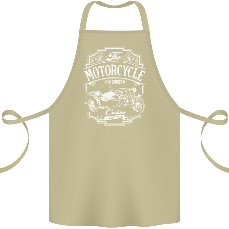 Motorcycle and Sidecar Biker Motorbike Cotton Apron 100% Organic Khaki