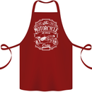 Motorcycle and Sidecar Biker Motorbike Cotton Apron 100% Organic Maroon