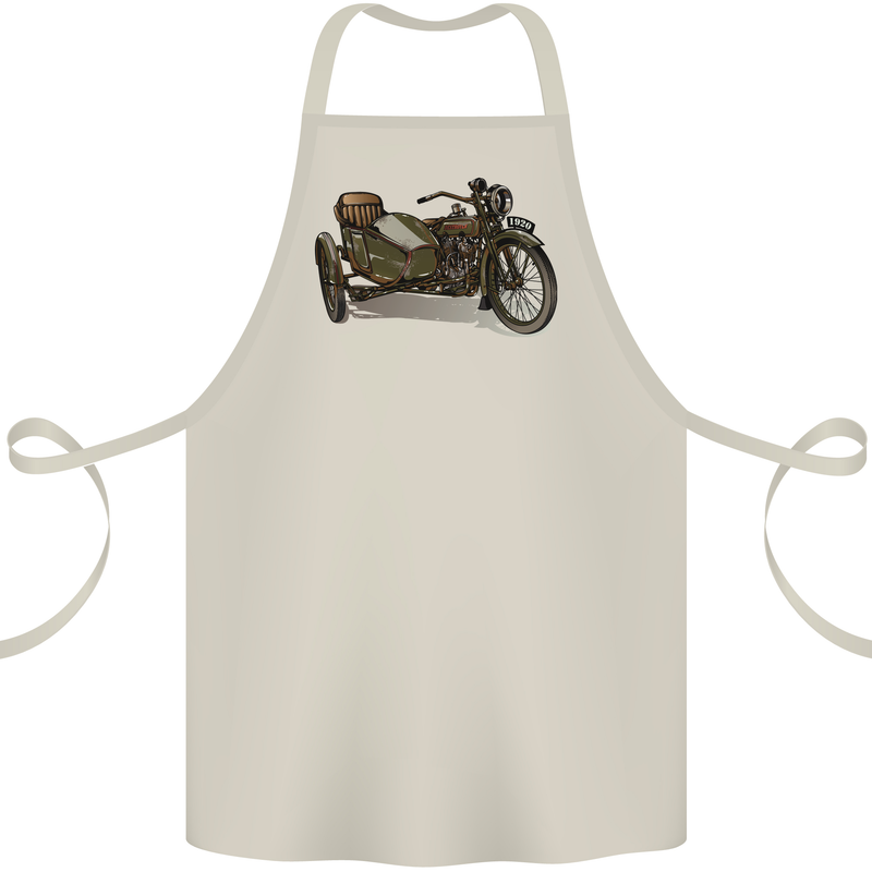 Motorcycle and Sidecar Biker Motorbike Cotton Apron 100% Organic Natural