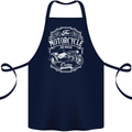 Motorcycle and Sidecar Biker Motorbike Cotton Apron 100% Organic Navy Blue