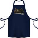 Motorcycle and Sidecar Biker Motorbike Cotton Apron 100% Organic Navy Blue