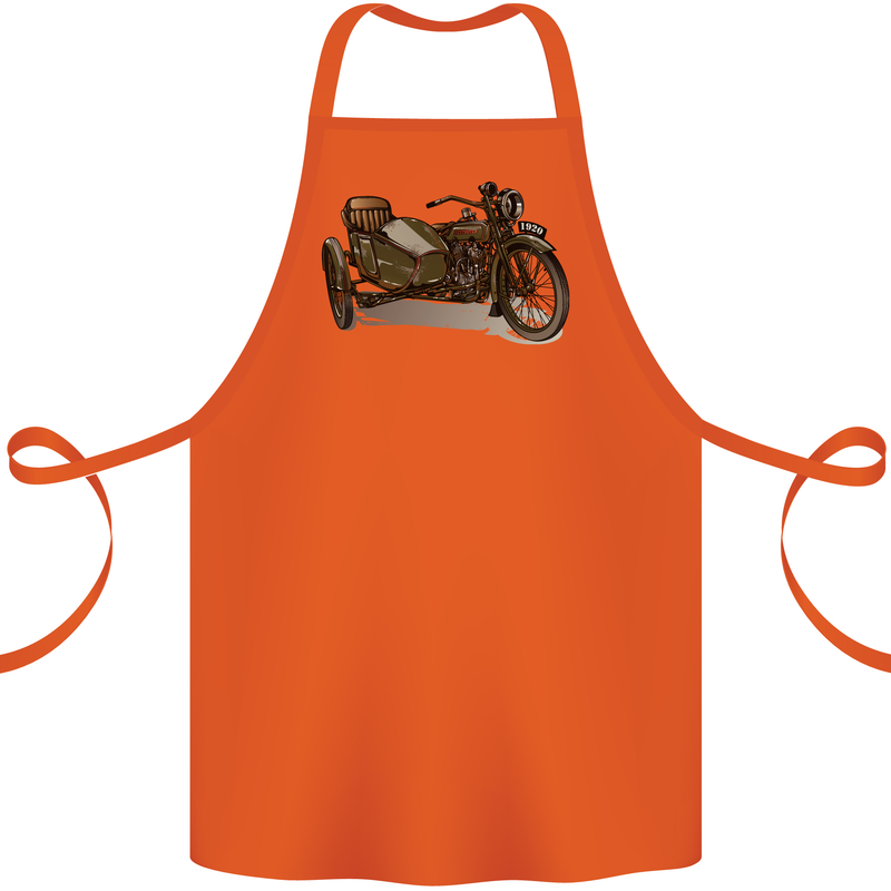 Motorcycle and Sidecar Biker Motorbike Cotton Apron 100% Organic Orange