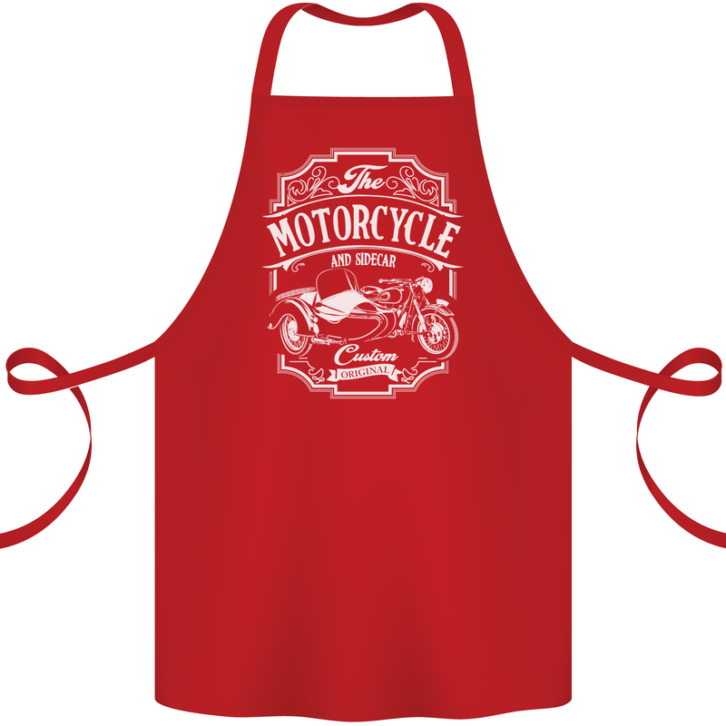 Motorcycle and Sidecar Biker Motorbike Cotton Apron 100% Organic Red