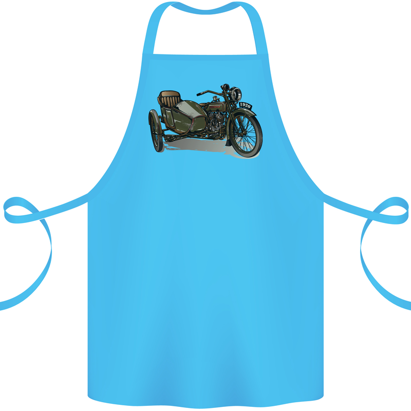 Motorcycle and Sidecar Biker Motorbike Cotton Apron 100% Organic Turquoise