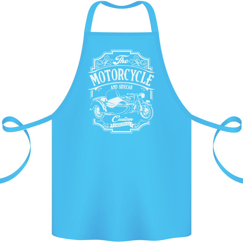 Motorcycle and Sidecar Biker Motorbike Cotton Apron 100% Organic Turquoise