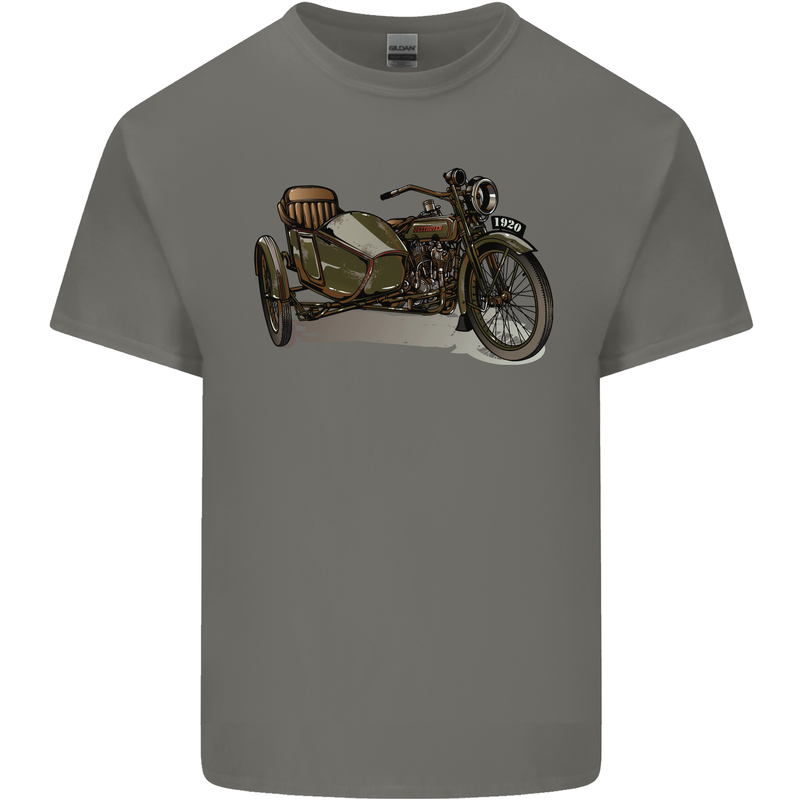 Motorcycle and Sidecar Biker Motorbike Kids T-Shirt Childrens Charcoal