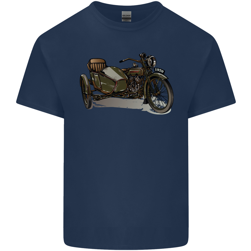 Motorcycle and Sidecar Biker Motorbike Kids T-Shirt Childrens Navy Blue