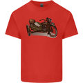 Motorcycle and Sidecar Biker Motorbike Kids T-Shirt Childrens Red
