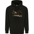 Motorcycle and Sidecar Biker Motorbike Mens 80% Cotton Hoodie Black