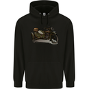 Motorcycle and Sidecar Biker Motorbike Mens 80% Cotton Hoodie Black
